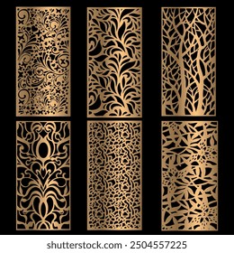 Laserschneidplatten Kollektion, Abstrakte geometrische Muster, Dekorative Schablone zum Laserschneiden von Holz, Metall, Papier, Acryl, Trennwand, CNC-Maschinenschneiden, EPS-Datei.