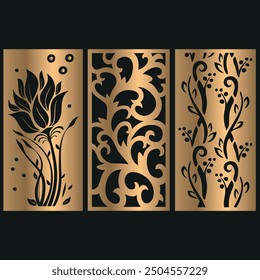 colección de paneles cortados por láser, patrones geométricos Abstractas, plantilla decorativa para cortar por láser madera, metal, papel, acrílico, partición, archivos CNC, corte de máquina CNC, archivo EPS.