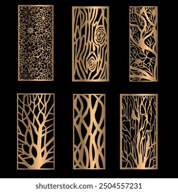 laser cut panels Collection, Abstract geometric patterns, Decorative stencil for laser cutting of wood, metal, paper, acrylic, Partition, Cnc files, CNC Machine Cutting, EPS File.