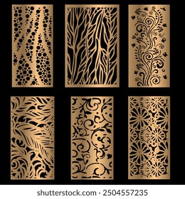 laser cut panels Collection, Abstract geometric patterns, Decorative stencil for laser cutting of wood, metal, paper, acrylic, Partition, Cnc files, CNC Machine Cutting, EPS File.