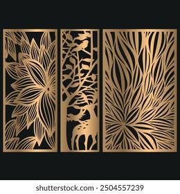 laser cut panels Collection, Abstract geometric patterns, Decorative stencil for laser cutting of wood, metal, paper, acrylic, Partition, Cnc files, CNC Machine Cutting, EPS File.