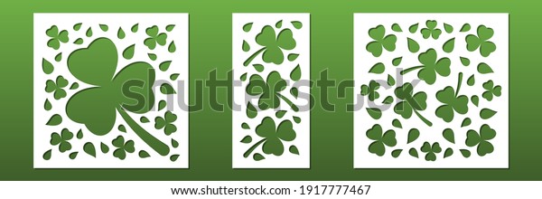 Laser
cut panels. Floral pattern with clovers and IIrish shamrocks for
CNC cutting.  Card background design, interioe decorative screens,
wall art, coasters, papercut. Vectior
illustration