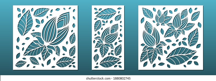Laser cut panels with modern abstract geometric pattern. CNC cutting. Home interior design, privacy screens and room dividers, wall art, card background, .Vector illustration