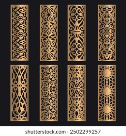 Laser cut panels, patterns, laser cut files, geometric panel, lightburn laser cut panel files, floral and plant motifs, Template for plotter laser cutting of paper, metal engraving.