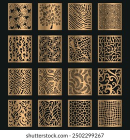 Laser cut panels, patterns, laser cut files, geometric panel, lightburn laser cut panel files, floral and plant motifs, Template for plotter laser cutting of paper, metal engraving.