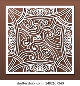 Laser cut panels template, abstract geometric pattern for metal cutout, wood carving, fretwork stencil, paper art.  For interior design, card decoration, engraving. Vector illustration