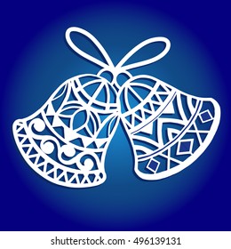 Laser cut paper christmas bell . Christmas bell for wood carving, paper cutting and christmas decorations.