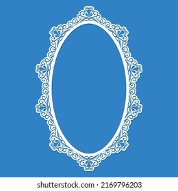 Marco de encaje de papel de corte láser, ilustración vectorial. Fotograma de corte ornamental, plantilla para cortar. Resumen de fondo vintage. Elemento para invitación de boda y tarjeta de saludo.