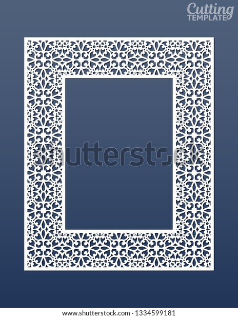 Laser cut paper
lace frame, vector illustration. Ornamental cutout photo frame with
pattern. Abstract vintage background. Element for wedding
invitation and greeting
card.