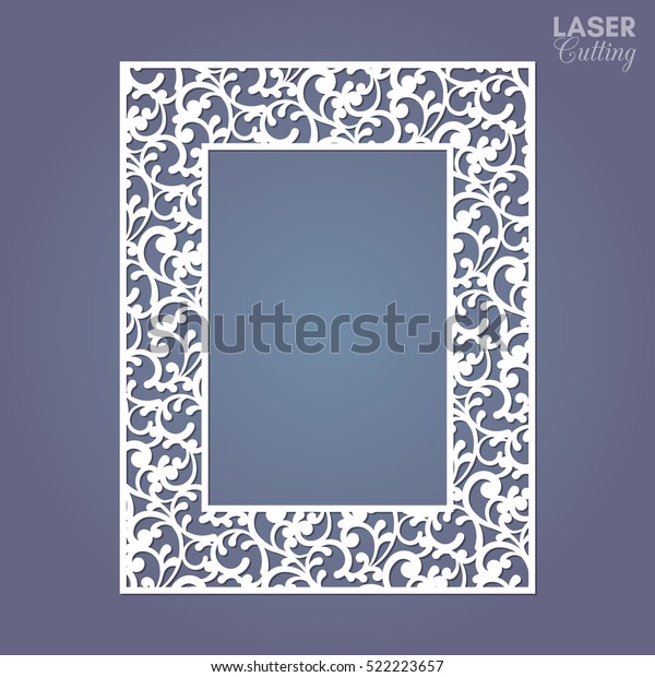 Laser cut paper\
lace frame, vector illustration. Ornamental cutout photo frame with\
pattern. Abstract vintage background. Element for wedding\
invitation and greeting\
card.