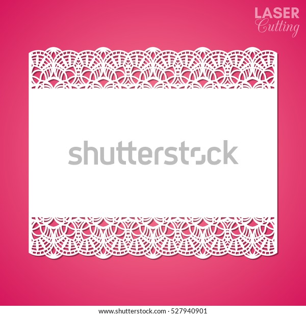 Laser cut paper\
lace frame, vector illustration. Ornamental cutout photo frame with\
pattern. Abstract vintage background. Template for wedding\
invitation and greeting\
card.
