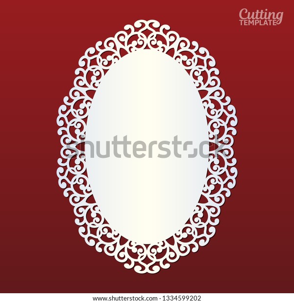 Laserschnitt Papier Spitzen Oval Rahmen Vektorillustration Illustration Stock Vektorgrafik Lizenzfrei