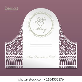 Laser cut pattern. Heart with curls. Vector silhouette openwork folds the gate. Elegant card for Valentine's Day, wedding invitation, greeting cards. Laser cutting template for party.