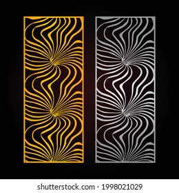 Laser cut pattern set. Vector design with elegant geometric ornament, abstract floral grid, mesh. Template for cnc cutting, decorative panels of wood, metal, paper, plastic and etc.