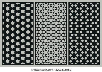 Laser cut pattern set. Vector template with abstract geometric texture