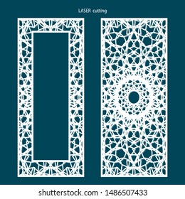 Laser cut pattern template. Wood screen lazer-cut panel. Wall vinyl art decor. Abstract vector template for cutout panels. Canvas cut out.