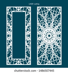 Laser cut pattern template. Wood screen lazer-cut panel. Wall vinyl art decor. Abstract vector template for cutout panels. Canvas cut out.