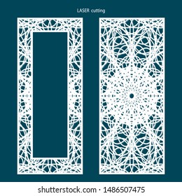 Laser cut pattern template. Wood screen lazer-cut panel. Wall vinyl art decor. Abstract vector template for cutout panels. Canvas cut out.
