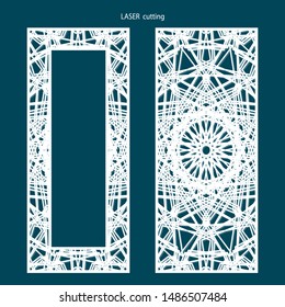 Laser cut pattern template. Wood screen lazer-cut panel. Wall vinyl art decor. Abstract vector template for cutout panels. Canvas cut out.
