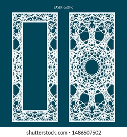 Laser cut pattern template. Wood screen lazer-cut panel. Wall vinyl art decor. Abstract vector template for cutout panels. Canvas cut out.
