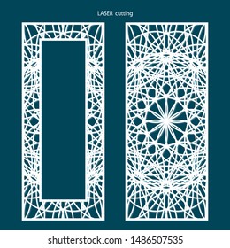 Laser cut pattern template. Wood screen lazer-cut panel. Wall vinyl art decor. Abstract vector template for cutout panels. Canvas cut out.