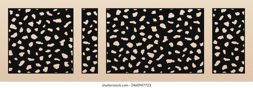 Laser cut pattern. Vector design with leopard skin print, abstract texture. Template for cnc cut, decorative panels of wood, metal, plastic, paper. Trendy  design. Aspect ratio 1:1, 1:4, 3:2, 1:2