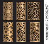 Laser cut patterns panel collection. Vector set with abstract geometric ornament, Decorative stencil for laser cutting of wood panel, Vector cnc panels set for laser cutting