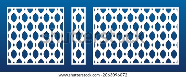 Laser cut patterns. Vector template, abstract\
geometric ornament with elegant grid, mesh, lattice, curved shapes.\
Decorative stencil for laser cutting of wood, metal. Aspect ratio\
1:1, 1:4, 3:2
