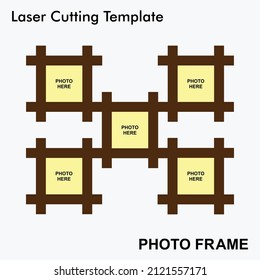 Laser cut photo frame with 5 photos. Creative and beautiful frame suitable for Home and Room Decor. Laser cut photo frame template design for mdf and acrylic cutting.