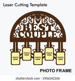 Laser cut photo frame of Cute and unique design. Best gift idea for valentines day, wedding and anniversary. Laser cut photo frame mockup template design for mdf and acrylic cutting.