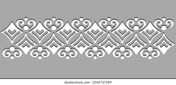 Corte a laser de borda sem costura . Padrão nativo para escultura em madeira, modelo ornamentado para decoração interior, malha. Estêncil de corte de metal. Cnc eps para arte em papel, cartão