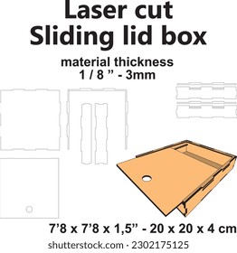 Dibujo láser de la tapa deslizante de la caja del organizador de almacenamiento de diy arts