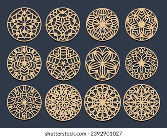 laser cut square coaster vector illustration design bundle