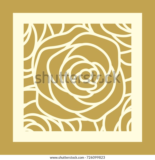 Laser Cut Square Template Rose Pattern Stock Vector Royalty Free 726099823