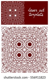 Laser Cut Stencil for Wedding Invitation. Vector Design of Lacy Envelope. Cutting Template. Decorative Greeting to Event. Hand Drawn Vintage Card with Orient Mandala Ornament Delicate Fretwork Pattern