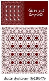 Laser Cut Stencil for Wedding Invitation. Vector Design of Lacy Envelope. Cutting Template. Decorative Greeting to Event Hand Drawn Vintage Card with Orient Mandala Ornament. Delicate Fretwork Pattern