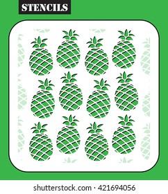 Laser cut template. Allover pattern stencils made from the pineapple. Template pattern for decorative panel. 