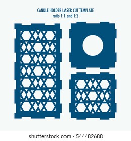 Laser cut template for candle holder. DIY laser cutting template for diy, interior elements, wood carving, paper cutting, scrapbooking..