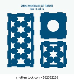 Laser cut template for candle holder with islamic pattern. DIY laser cutting template for diy, interior elements, wood carving, paper cutting, scrapbooking..