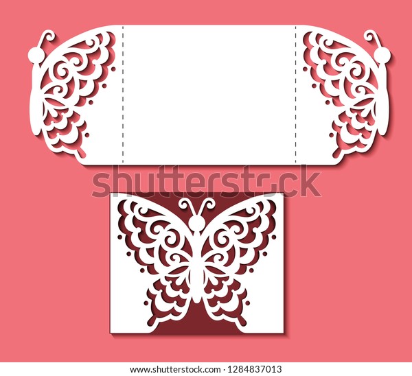 Download Laser Cut Template Card Butterfly Wedding Stock Vector Royalty Free 1284837013