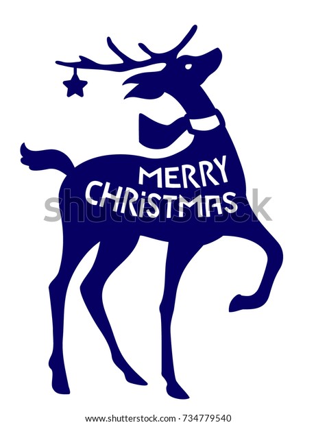Laser Cut Template Christmas Deer Merry Stock Vector (Royalty Free ...