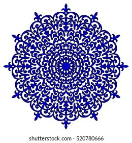 laser cut template. floral mandala ornament. elegant monochrome silhouette of round flourish pattern