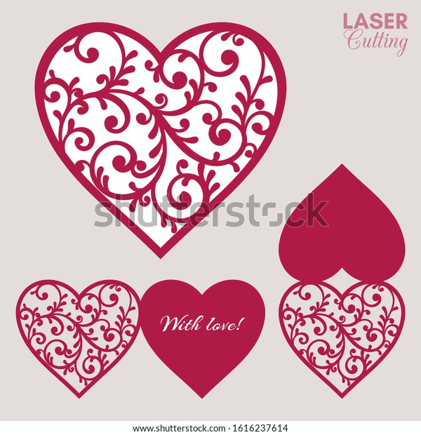 Laser Cut Template Fold Card Patterned Image Vectorielle De Stock Libre De Droits