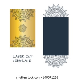 Laser cut template in hand drawn style for wedding invitation and card design. Vector illustration