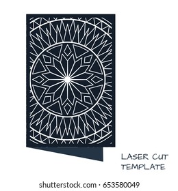 Laser cut template in hand drawn style for wedding invitation and card design. Vector illustration