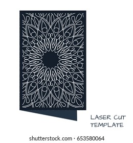 Laser cut template in hand drawn style for wedding invitation and card design. Vector illustration