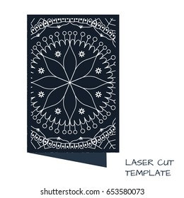 Laser cut template in hand drawn style for wedding invitation and card design. Vector illustration