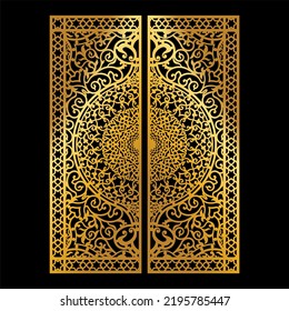 Laser cut template panels set. Die cut geometric pattern rectangle shape for metal, wooden, paper, engraving, stencil. Vector illustration design