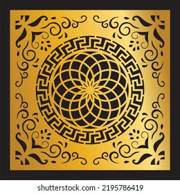 Laser cut template panels set. Die cut geometric pattern rectangle shape for metal, wooden, paper, engraving, stencil. Vector illustration design