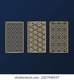 Laser Cut Template Panels Set Die Cut Geometric Pattern Rectangle Stock Vector